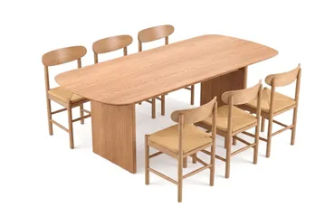Alma Matgrupp rektangulärt 220 cm Ek med 6 Malte Matstolar - Möbler - Bord & matgrupper - Matgrupper