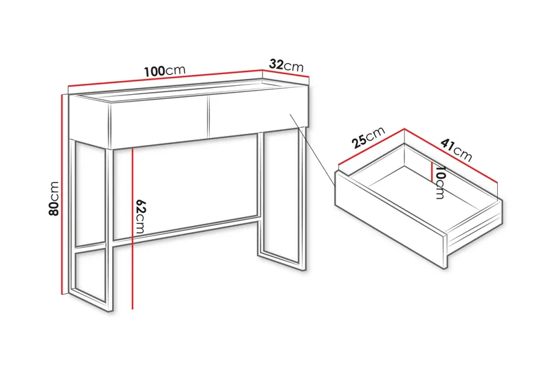 Amelus Sminkbord 100 cm - Brun - Möbler - Bord & matgrupper - Sminkbord & toalettbord