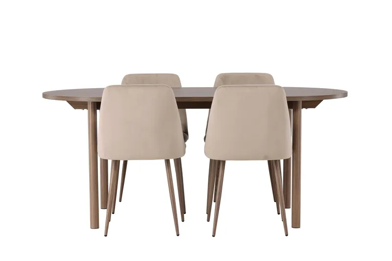 Andy Matgrupp 180 cm Oval med 4 Night Stolar, Natur