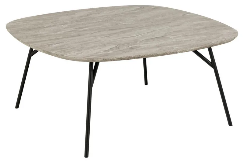 Arwina Kvadratiskt Soffbord 90 cm i Marmor med Metallben, Grå