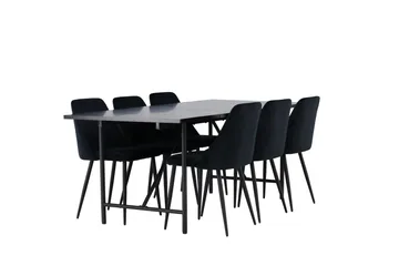 Astrid Matgrupp 200 cm Rektangulär med 6 Night stolar - Svart - Möbler - Bord & matgrupper - Matgrupper