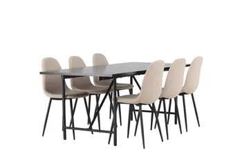 Astrid Matgrupp 200 cm Rektangulär med 6 Polar stolar - Beige - Möbler - Bord & matgrupper - Matgrupper