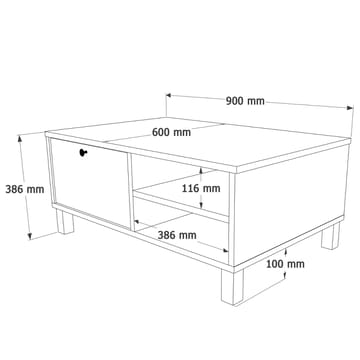 Avero Soffbord 90x38,6x60 cm - Vit och ek - Möbler - Bord & matgrupper - Soffbord