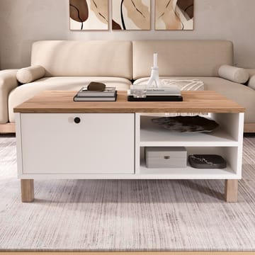 Avero Soffbord 90x38,6x60 cm - Vit och ek - Möbler - Bord & matgrupper - Soffbord