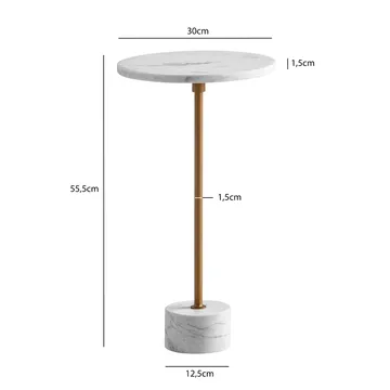 Aelros Sidobord 30 cm - vit marmor med grå ådring och guld - Möbler - Bord & matgrupper - Avlastningsbord - Konsolbord & sidobord