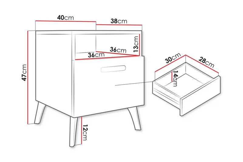 Akihiko Sängbord 40 cm - Vit - Möbler - Bord & matgrupper - Avlastningsbord - Sängbord & nattduksbord