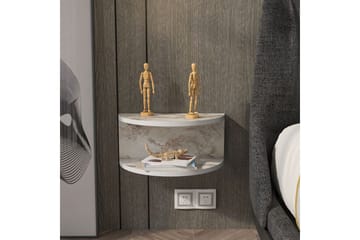 Antigua Vägghängt Sängbord 45 cm med Marmorutseende, Förvaring med Hylla - Vit - Möbler - Bord & matgrupper - Avlastningsbord - Sängbord & nattduksbord