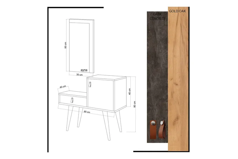 Mod Design Sidobord - Grå/Trä - Möbler - Bord & matgrupper - Avlastningsbord - Brickbord & småbord