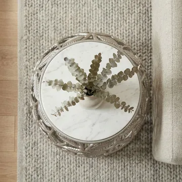 Ceron Runt sidobord 40 cm med marmorskiva - vit silver - Möbler - Bord & matgrupper - Avlastningsbord - Lampbord