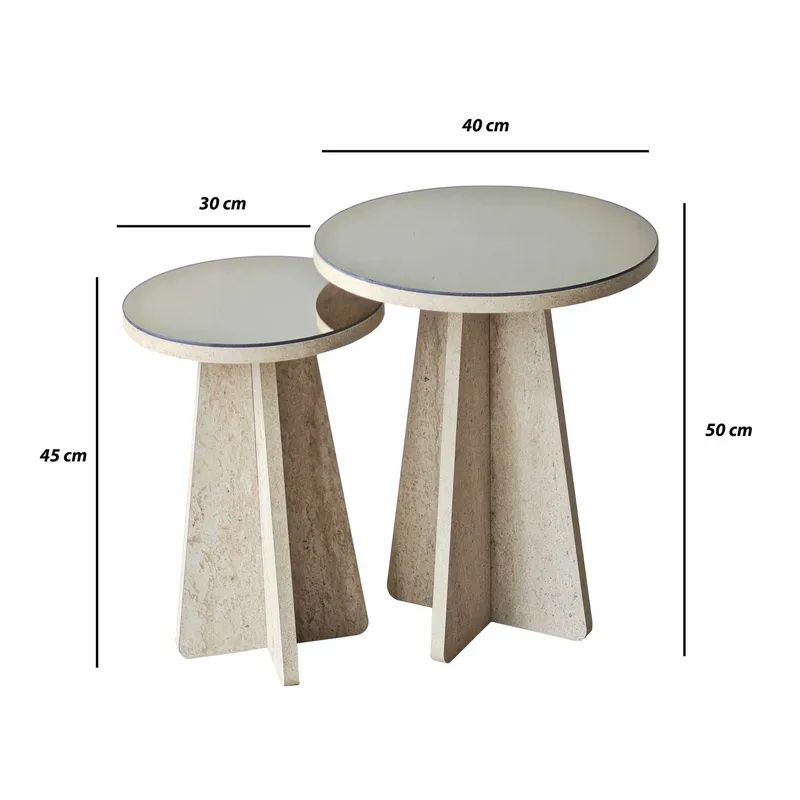 Dasina Sidobord 2 delar 50 cm - Travertin/Brons - Möbler - Bord & matgrupper - Avlastningsbord - Satsbord