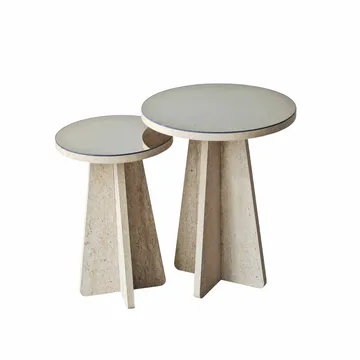 Dasina Sidobord 2 delar 50 cm - Travertin/Brons - Möbler - Bord & matgrupper - Avlastningsbord - Satsbord
