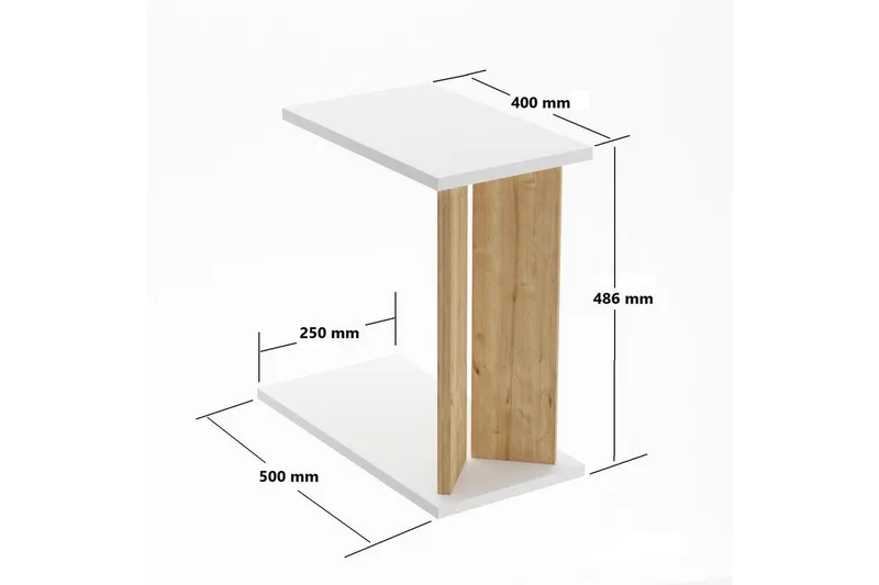 Deyra Sidobord 25 cm - Ek/Vit - Möbler - Bord & matgrupper - Avlastningsbord - Lampbord