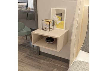 Dora Vägghängt Sängbord 45 cm med Trä- och Ekutseende, Förvaring med Hylla - Beige - Möbler - Bord & matgrupper - Avlastningsbord - Sängbord & nattduksbord