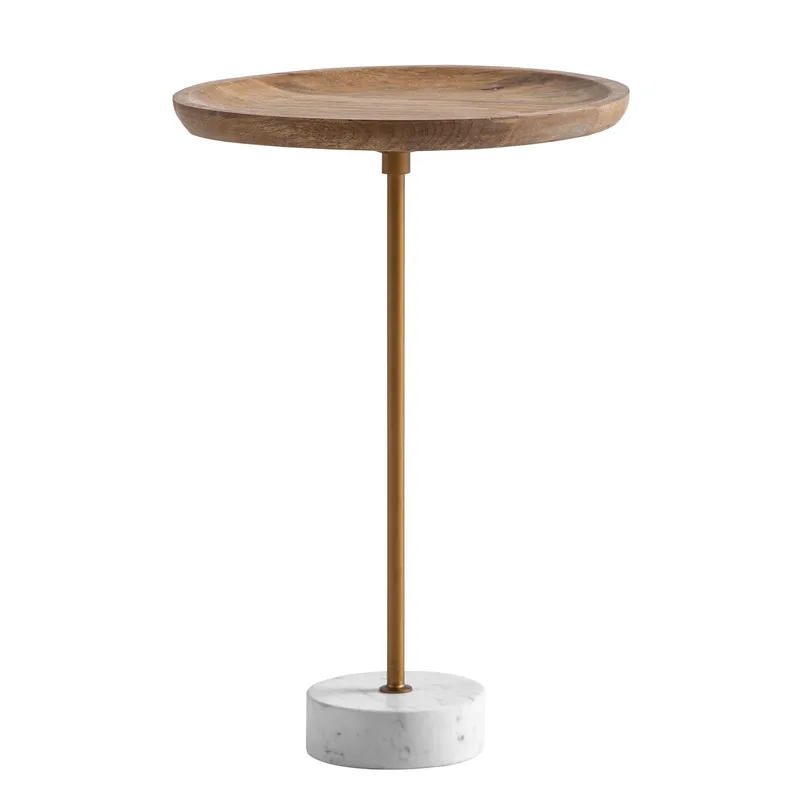 Eliela Sidobord 40 cm Rund - varm mörkbrun, guld och vit - Möbler - Bord & matgrupper - Avlastningsbord - Konsolbord & sidobord