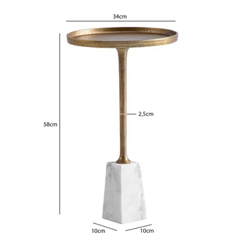 Eliilo Sidobord 34 cm - antikguld och vit marmor - Möbler - Bord & matgrupper - Avlastningsbord - Konsolbord & sidobord