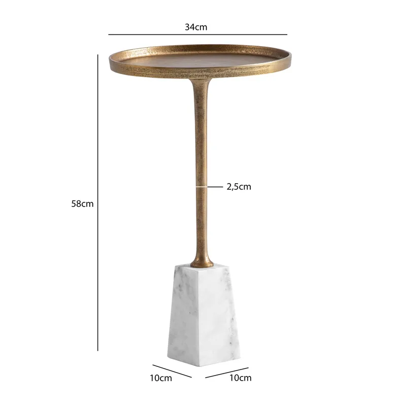 Eliilo Sidobord 34 cm - antikguld och vit marmor - Möbler - Bord & matgrupper - Avlastningsbord - Konsolbord & sidobord