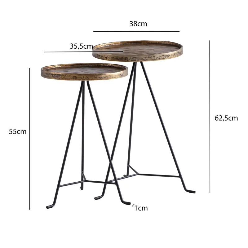 Eliira Satsbord 38 cm Industriell stil - Antikguld och svart - Möbler - Bord & matgrupper - Avlastningsbord - Satsbord