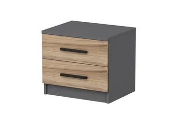 Fruitland Litet Sängbord & Nattduksbord 50 cm med Trä- och Valnötsutseende, Förvaring med Lådor - Valnöt/Antracit - Möbler - Bord & matgrupper - Avlastningsbord - Sängbord & nattduksbord