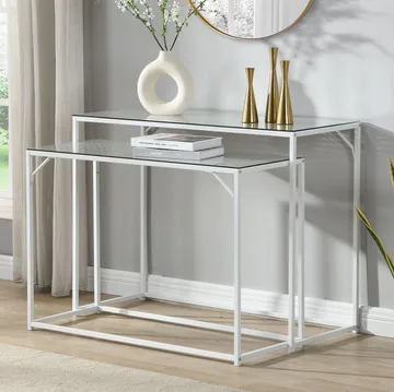 Galora Konsolbord 100 cm Set om 2 - Transparent och matt vit - Möbler - Bord & matgrupper - Avlastningsbord - Satsbord