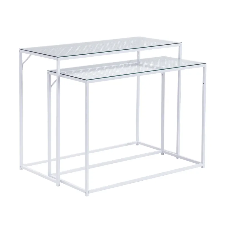 Galora Konsolbord 100 cm Set om 2 - Transparent och matt vit - Möbler - Bord & matgrupper - Avlastningsbord - Satsbord