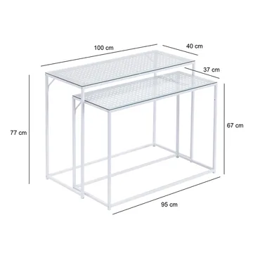 Galora Konsolbord 100 cm Set om 2 - Transparent och matt vit - Möbler - Bord & matgrupper - Avlastningsbord - Satsbord