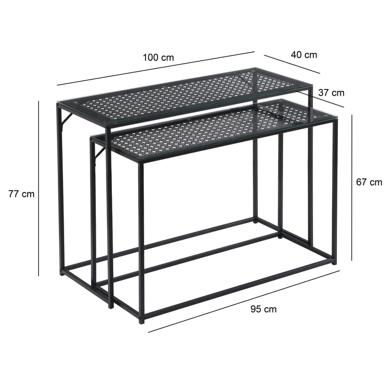 Galora Konsolbord 100 cm Set om 2 - Transparent och mattsvart - Möbler - Bord & matgrupper - Avlastningsbord - Satsbord