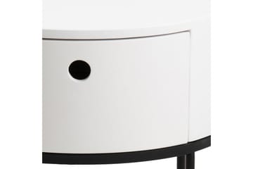 Hastane Sängbord 40 cm Rund med Lådor i Trä och Metall - Vit - Möbler - Bord & matgrupper - Avlastningsbord - Sängbord & nattduksbord