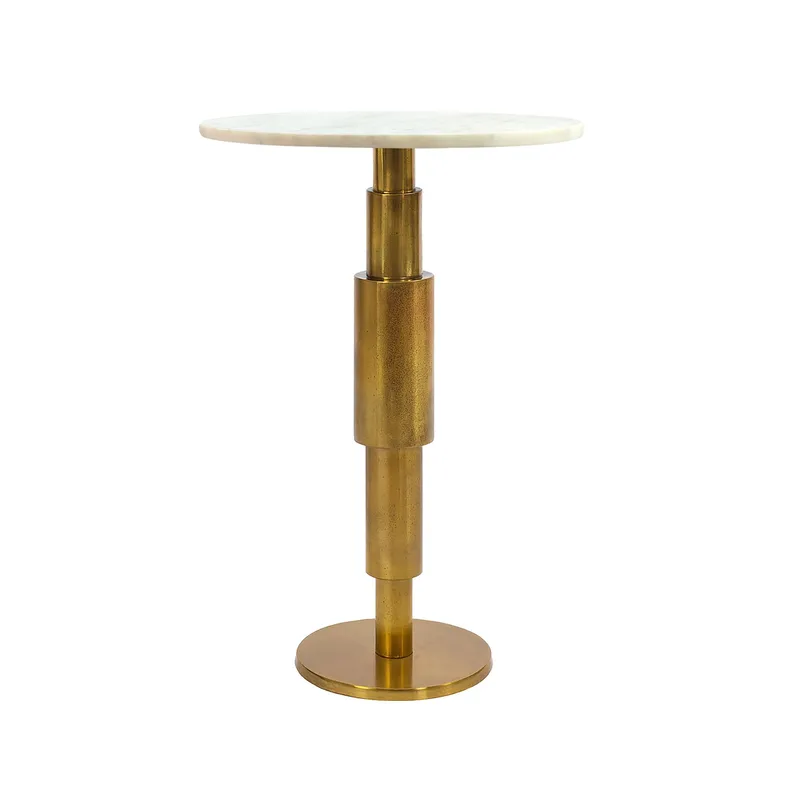 Heluna Sidobord 37 cm, vit marmor och guld
