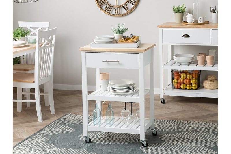 Hiuma Serveringsbord 58 cm - Vit - Möbler - Bord & matgrupper - Serveringsvagn & barvagn - Rullbord, rullvagn & serveringsbord