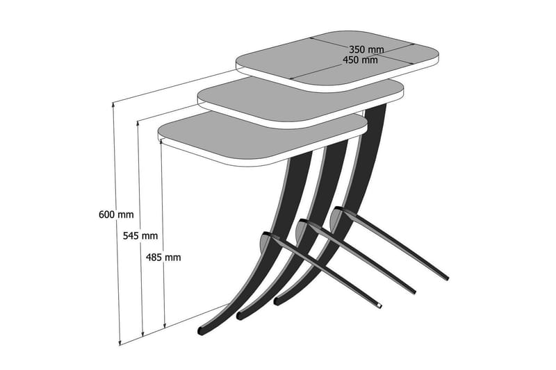 Hovdane Satsbord 45 cm 3 Bord - Vit/Svart - Möbler - Bord & matgrupper - Soffbord