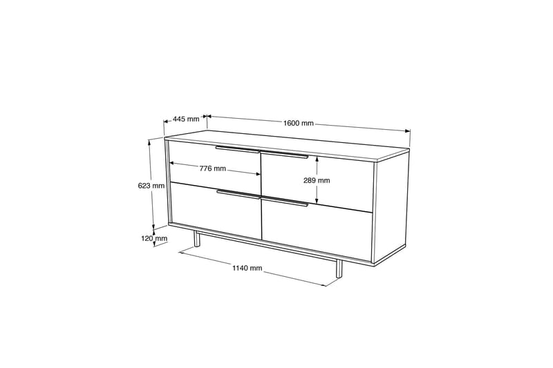 Liyakat Konsollbord 160 cm - Vit - Förvaring - Förvaringsmöbler - Byrå