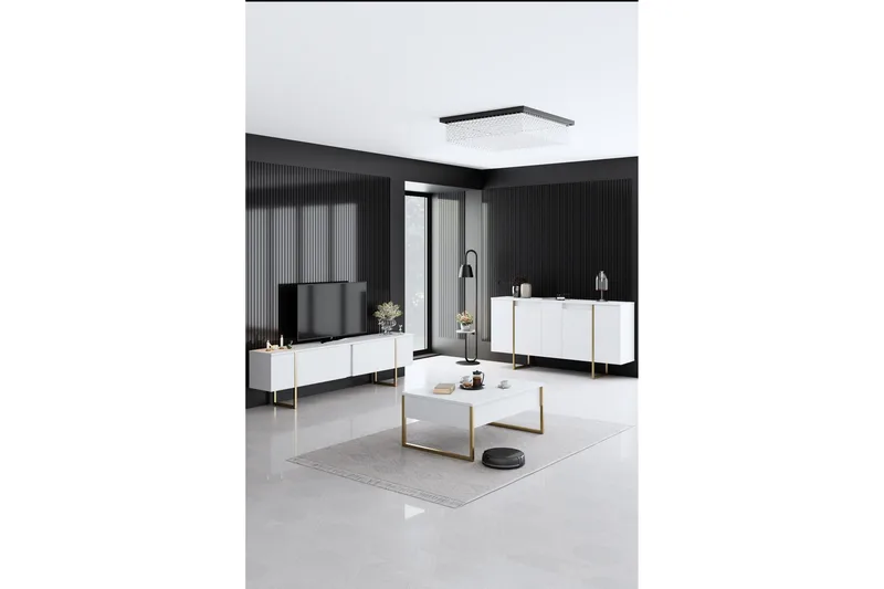 Luxe Konsollbord 160 cm - Vit/Guld - Förvaring - Förvaringsmöbler - Sideboard & skänk
