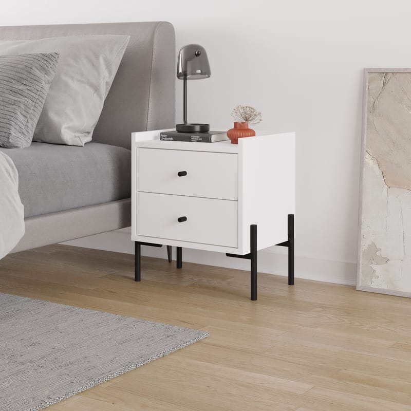 Kunimitsu Sängbord 45 cm - Vit - Möbler - Bord & matgrupper - Avlastningsbord - Sängbord & nattduksbord