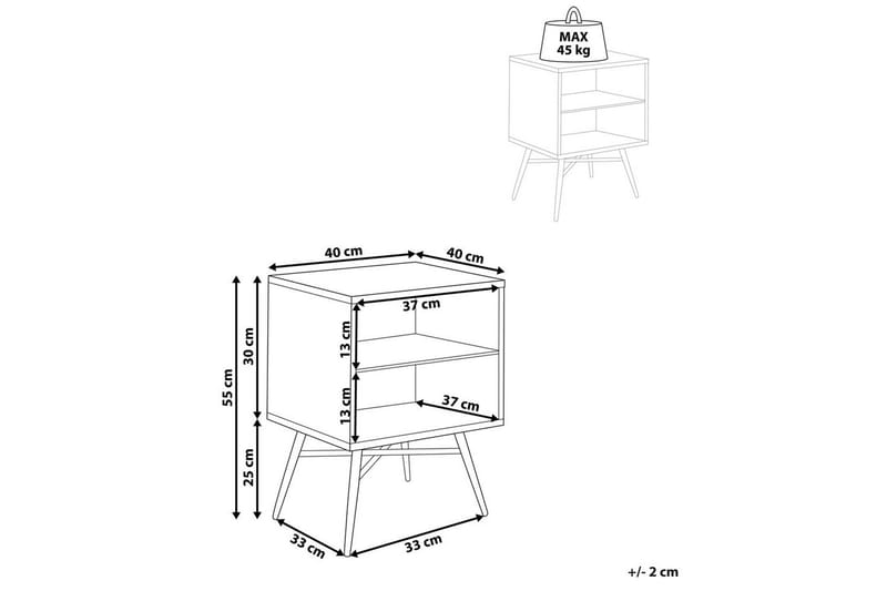 Lubock Sängbord 40 cm i Trä med Ekutseende och Förvaring - Ljusbrun - Möbler - Bord & matgrupper - Avlastningsbord - Sängbord & nattduksbord