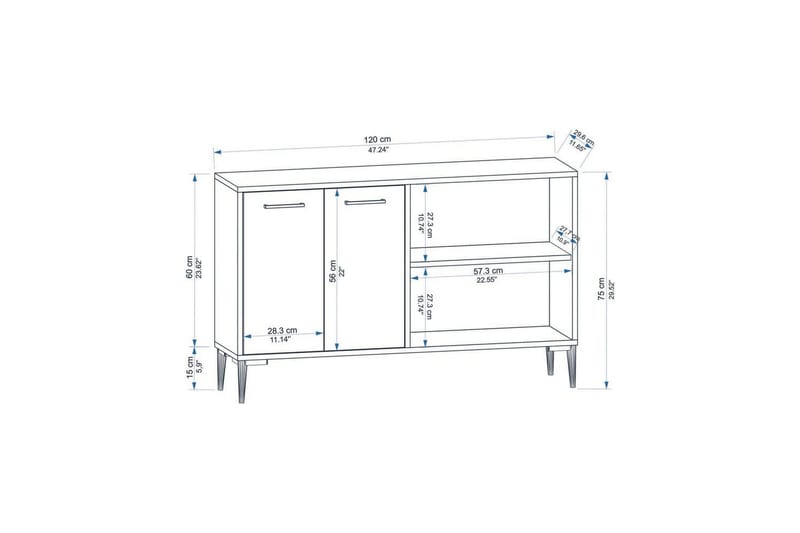Merion Konsollbord 120 cm - Ek/Vit - Möbler - Bord & matgrupper - Avlastningsbord - Hallbord