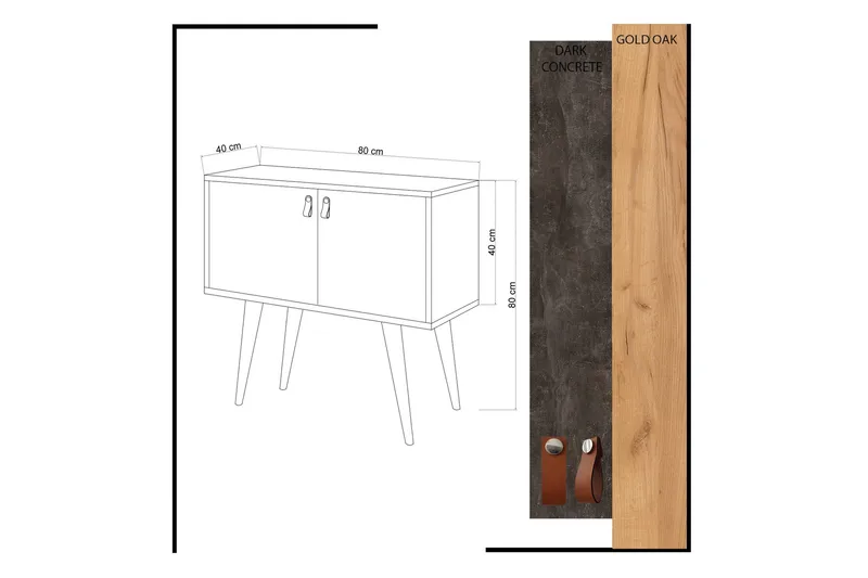 Mod Design Sideboard Läderbeslag - Grå/Trä - Förvaring - Förvaringsmöbler - Sideboard & skänk