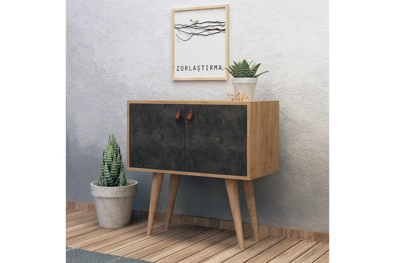 Mod Design Sideboard Läderbeslag - Grå/Trä - Förvaring - Förvaringsmöbler - Sideboard & skänk
