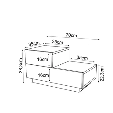 Mutki Nattduksbord 70x35x38,3 cm - Vit - Möbler - Bord & matgrupper - Avlastningsbord - Sängbord & nattduksbord