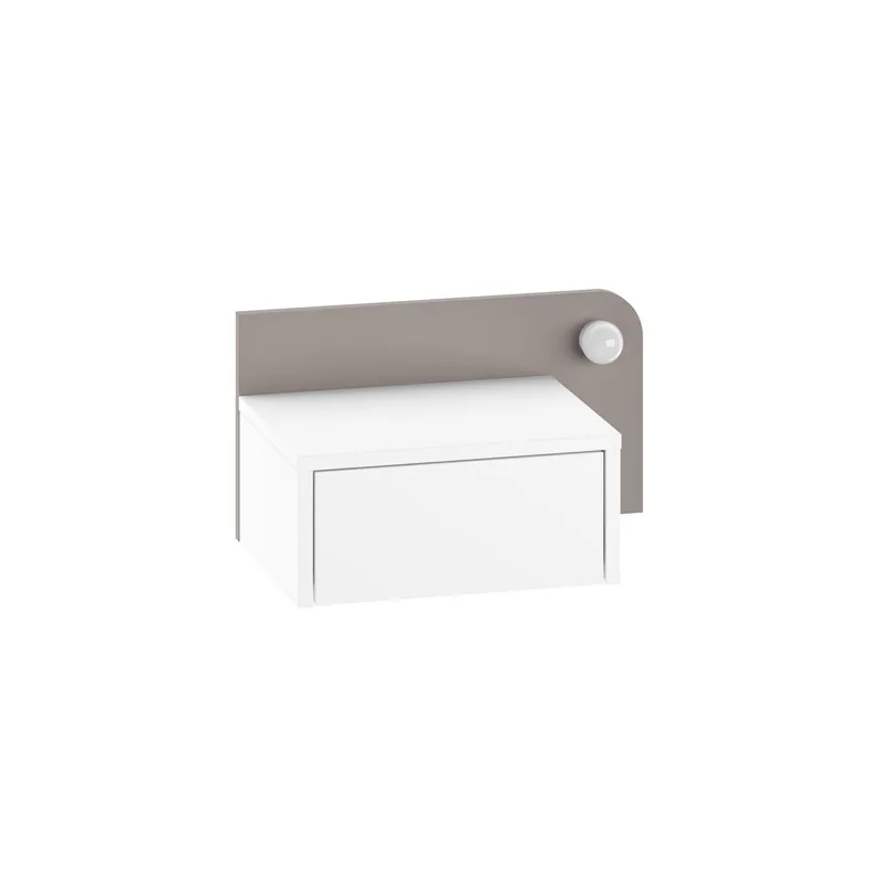 Nosina Sängbord 52 cm, Vitt och ljus mocka