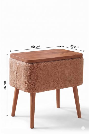 Queno Sidobord 60x65x30 cm - Beige - Möbler - Bord & matgrupper - Avlastningsbord - Lampbord