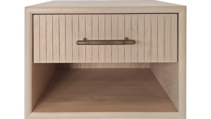 Råvika Vägghängt Sängbord 37 cm i Ek med Låda, Beige
