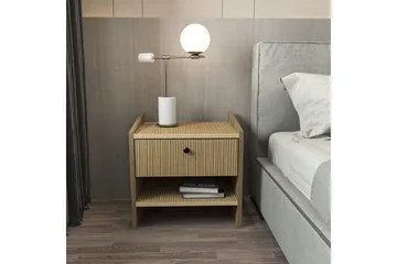 Retzow Sängbord i Rottingutseende med Låda och Hylla - Valnöt - Möbler - Bord & matgrupper - Avlastningsbord - Sängbord & nattduksbord