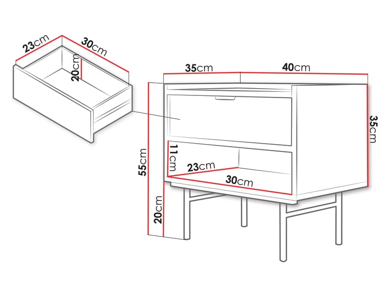 Rolden sängbord 40x55 cm - Valnöt - Möbler - Bord & matgrupper - Avlastningsbord - Sängbord & nattduksbord