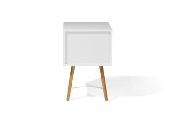 Alabama Smalt Kvadratiskt Sängbord 40 cm med Förvaring och Lådor i Trä - Vit - Möbler - Bord & matgrupper - Avlastningsbord - Sängbord & nattduksbord