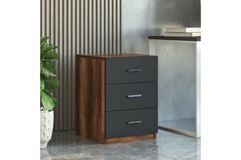 Barrock Sängbord 45 cm - Teak/Antracit - Möbler - Bord & matgrupper - Avlastningsbord - Sängbord & nattduksbord