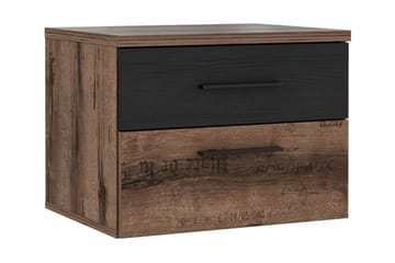 Cannop Sängbord & Nattduksbord 52 cm i Trä med Valnötsutseende, Förvaring med 2 Lådor - Brun/Svart - Möbler - Bord & matgrupper - Avlastningsbord - Sängbord & nattduksbord