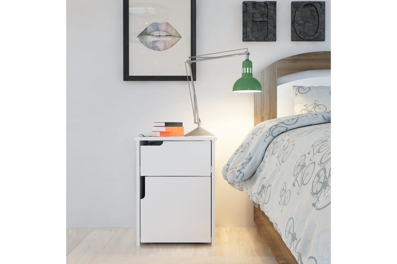 Hejde Sängbord 40 cm med Förvaring 2 Skåp - Vit - Möbler - Bord & matgrupper - Avlastningsbord - Sängbord & nattduksbord