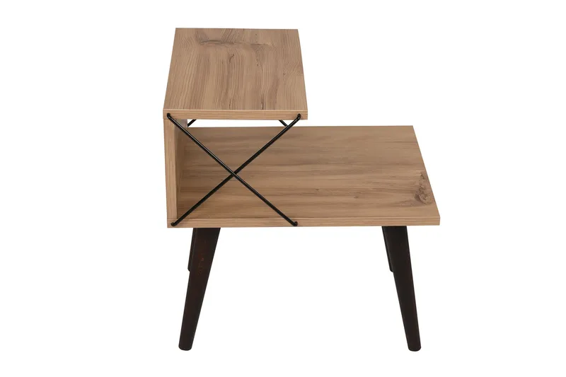 Kaysie Retro Sängbord 50 cm med Trä- och Ekutseende, Förvaring med Hyllor - Natur - Möbler - Bord & matgrupper - Avlastningsbord - Sängbord & nattduksbord