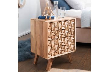 Seufert Sängbord 44 cm med Förvaring och Lådor i Trä - Natur - Möbler - Bord & matgrupper - Avlastningsbord - Sängbord & nattduksbord