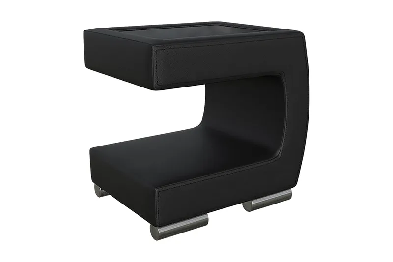 Stoliv Sängbord 43 cm Höger, Ecoläder/Svart